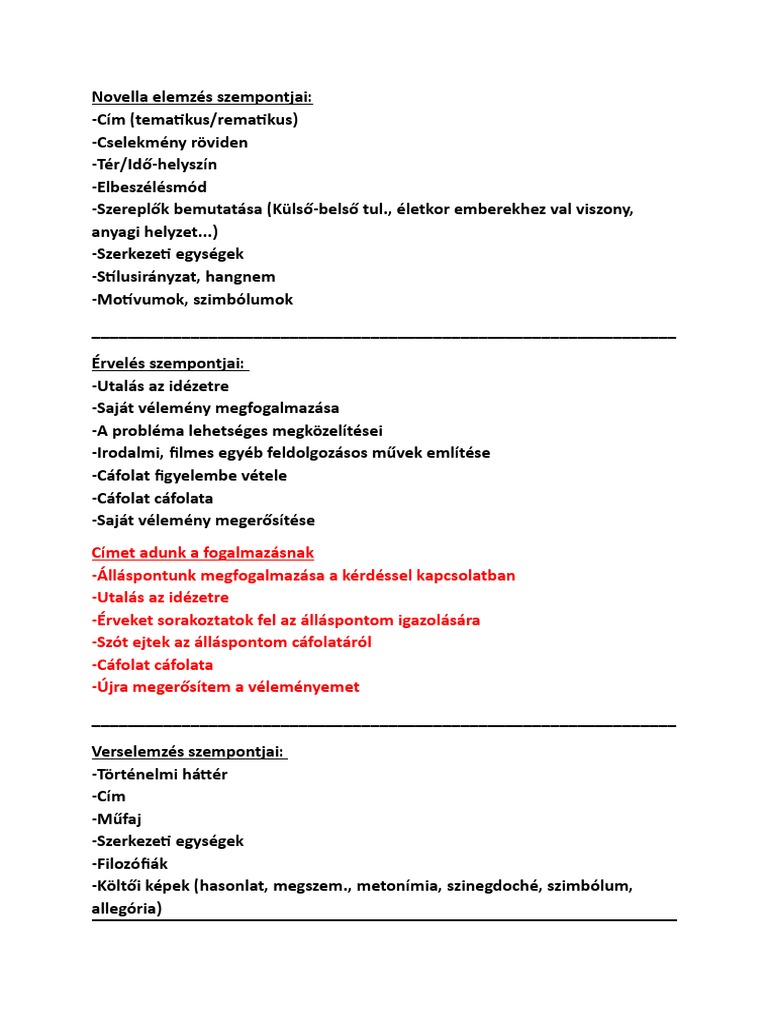 Elemzesi Szempontok Pdf