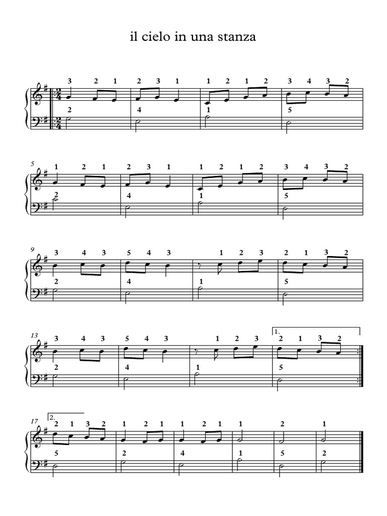 Il Cielo In Una Stanza Spartito Pdf