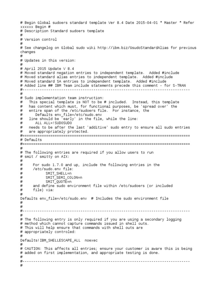 Sudoers.sampleconfig.8.4 | Sudo | Computer File