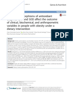 Genetic polymorphisms of antioxidant enzymes CAT and SOD affect the outcome of clinical, biochemical, and anthropometric variables in people with obesity under a dietary intervention