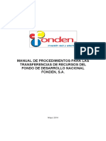 Manual de Procedimientos para Las Transferencias de Recursos Del Fondo de Desarrollo Nacional Fonden, S.A.