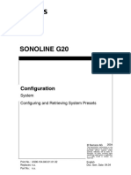 Sonoline G20: System Configuring and Retrieving System Presets