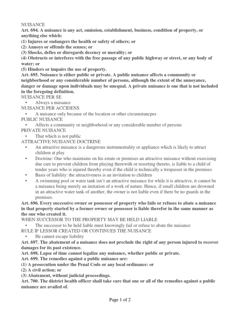 Property Nuisance PDF Nuisance Property