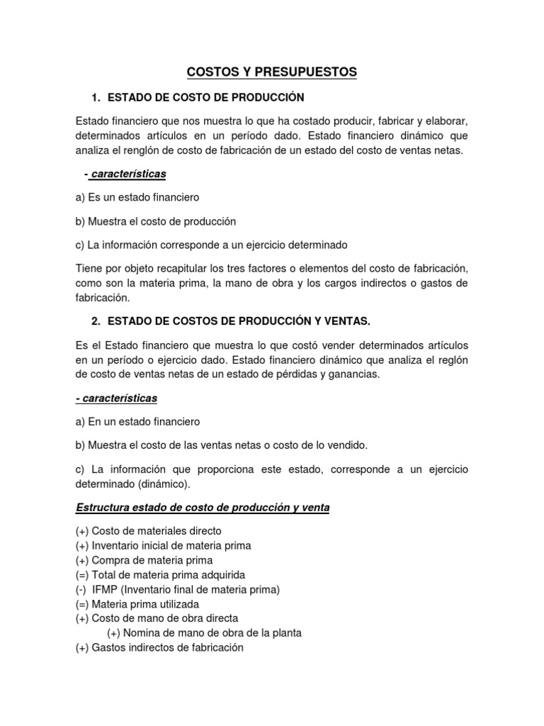 Análisis de Costos y Estados Financieros | PDF | Costo | Inventario