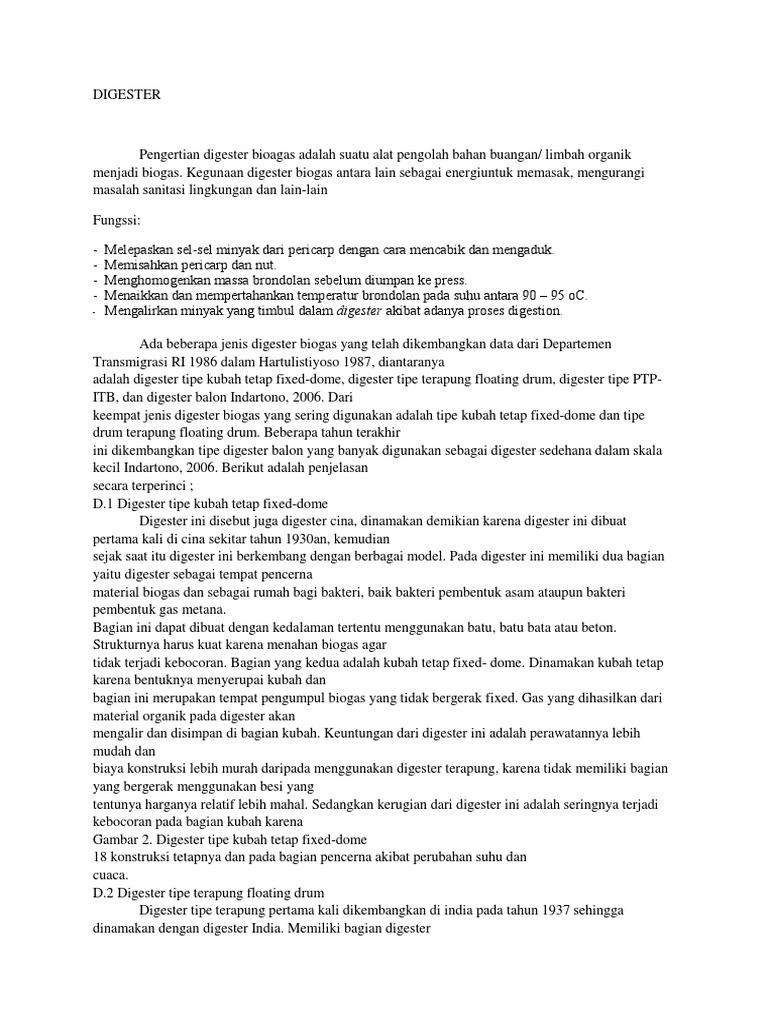 Jenis dan Fungsi Digester Biogas | PDF