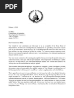 Letter to Commissioner Sid Miller