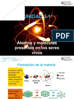 Unidad 2.1. Átomos y Moléculas Presentes en Los Seres Vivos