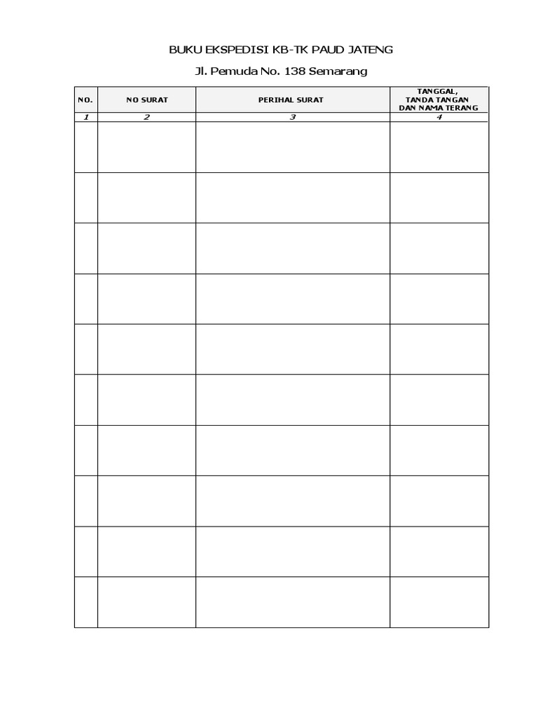 Contoh Buku Ekspedisi Lembaga Paud