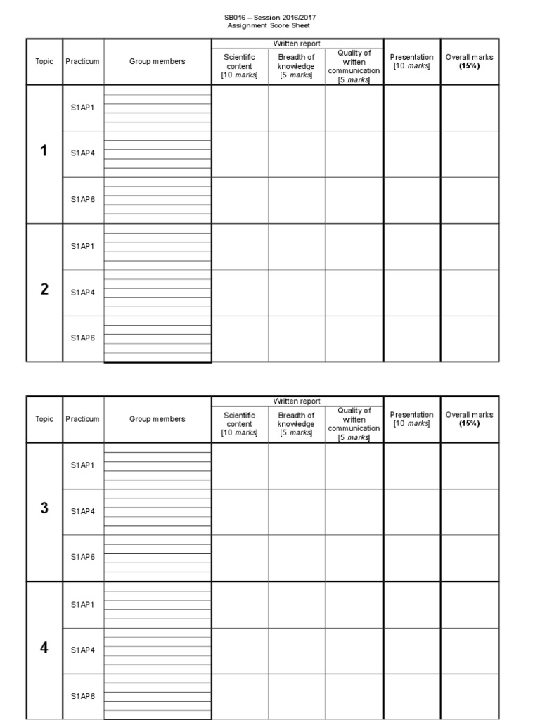 Assignment Score Sheet | PDF | Cognition | Communication