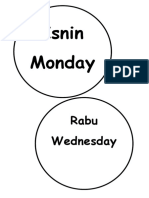Isnin Monday: Rabu Wednesday