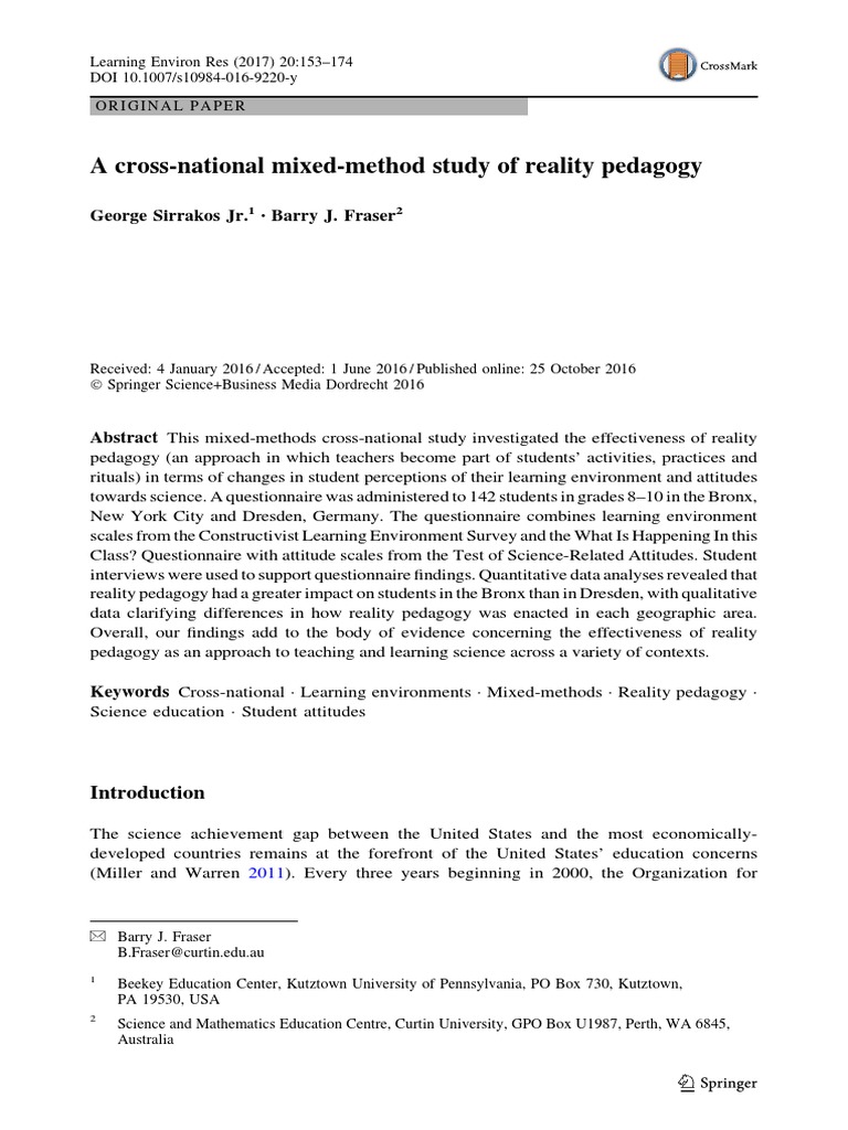 A CrossNational MixedMethod Study of Reality Pedagogy PDF Effect