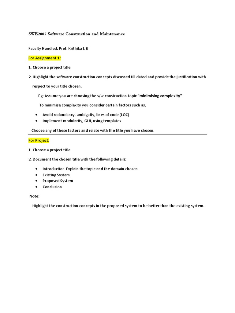 SWE2007 Software Construction and Maintenance: For Assignment 1 | PDF ...