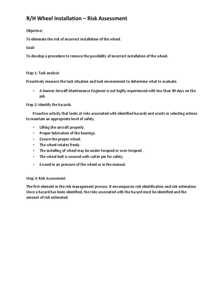 RH Wheel Risk Assessment PDF Risk Assessment Risk