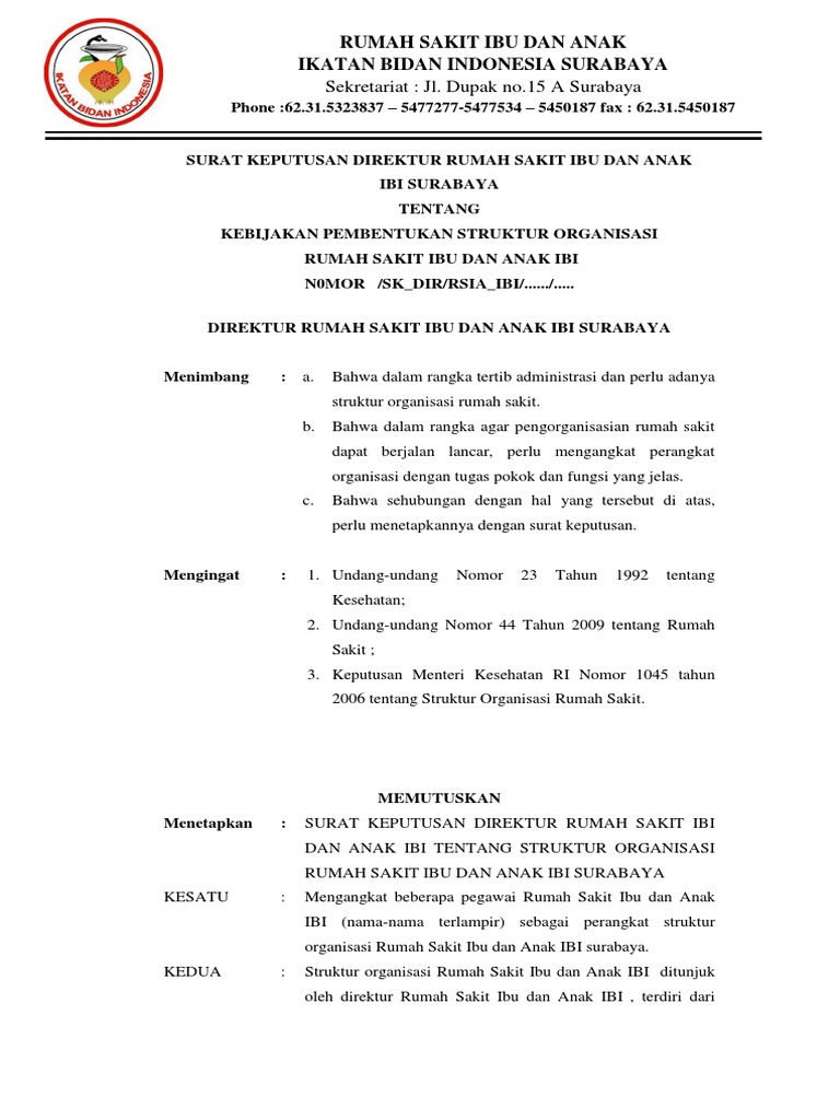 Contoh Surat Keputusan Direktur Contoh Surat Terbaru - Riset