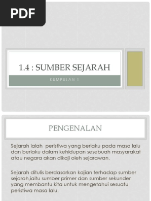 Kssm Tingkatan 1 1 4 Sumber Sejarah
