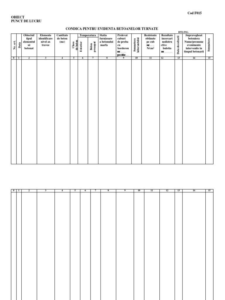 F015 - Condica Betoane | PDF