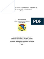 La Estrategia de La Ventaja Competitiva Es, Gestión de La Calidad, Capacitación y El Seguimiento