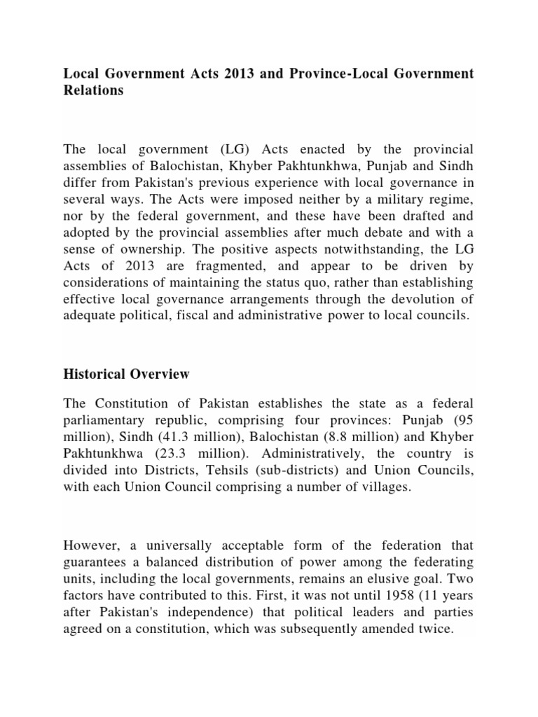 Local Government in Pakistan | PDF | Zulfikar Ali Bhutto | Local Government