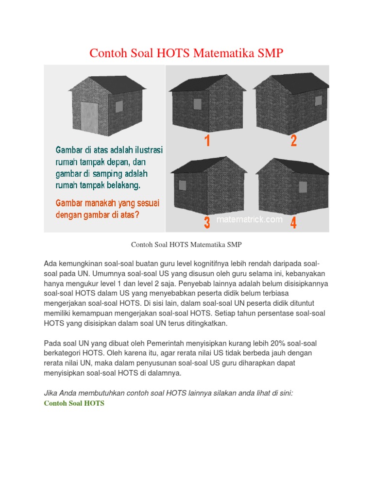 Contoh Soal Hots Matematika Smp Gambar Doc