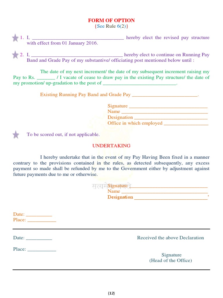 Revised Pay Structure Election Form | PDF | Career & Growth | Finance ...