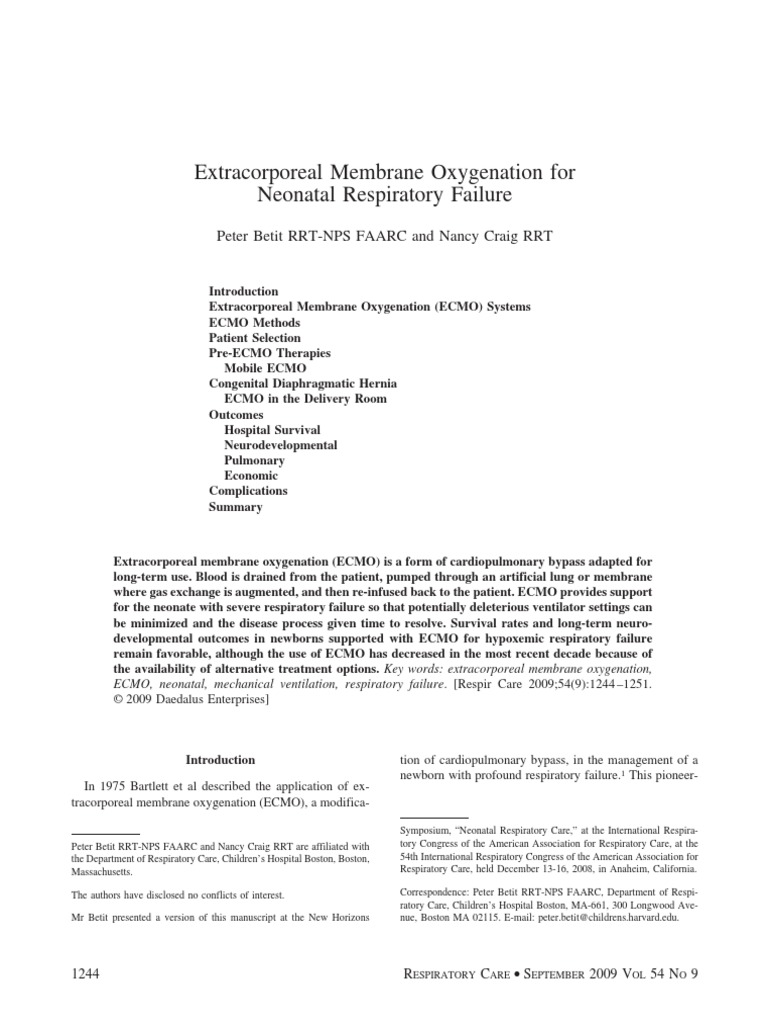21 2009 Extracorporeal Membrane Oxygenation For | PDF | Health Care ...