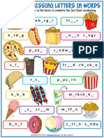 Fast Food Vocabulary Esl Missing Letters in Words Worksheet For Kids