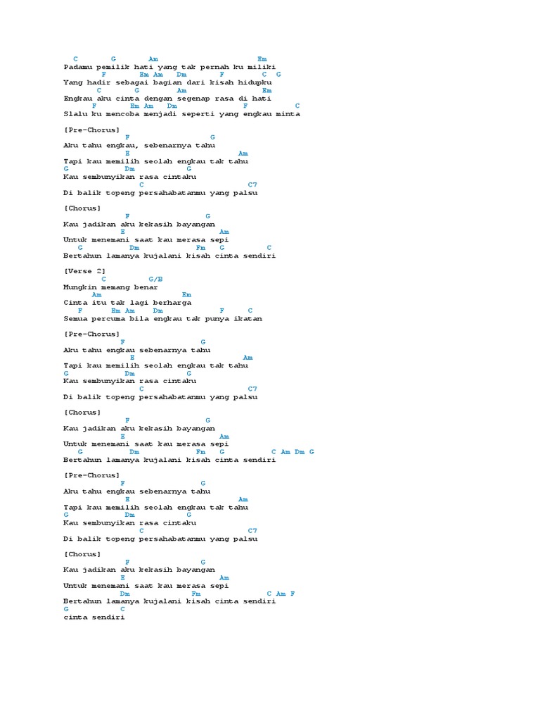 Kekasih Bayangan Chord