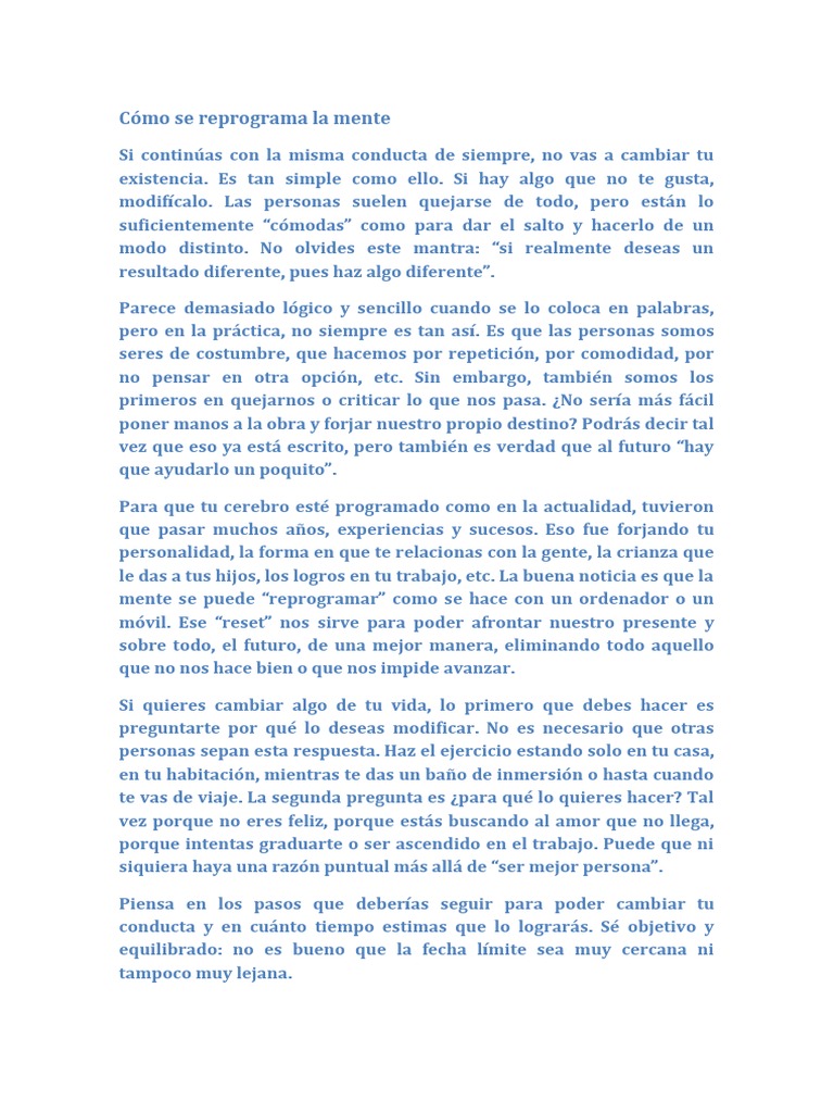 Reprograma tu mente para el éxito | PDF | Mente | Cerebro