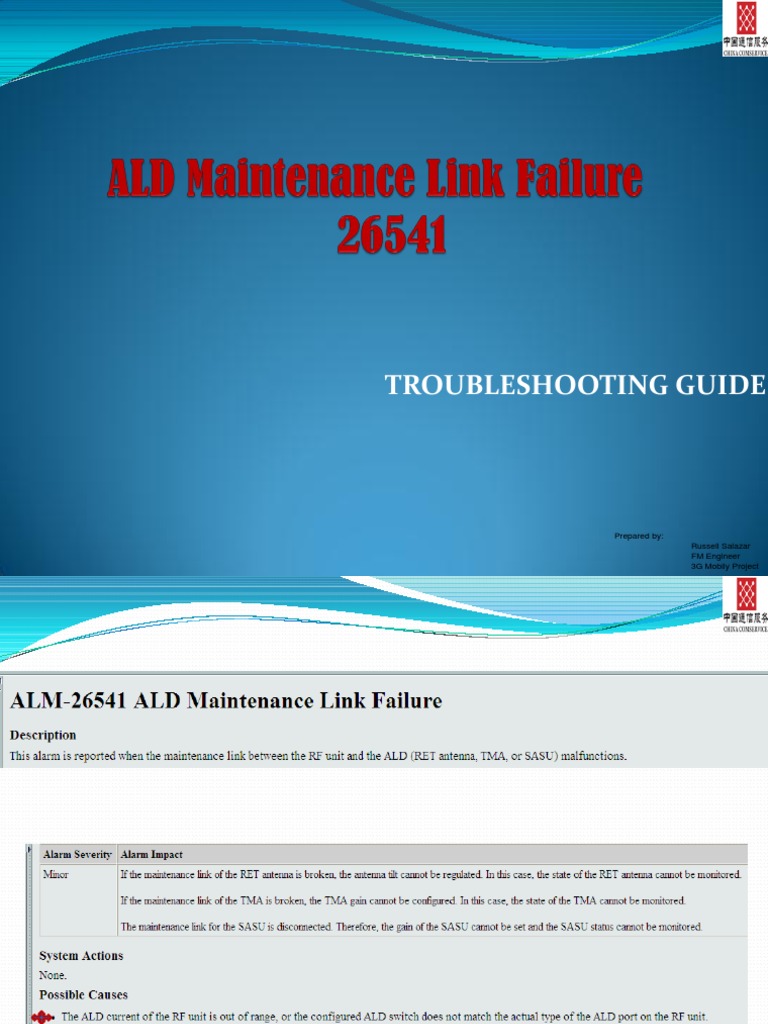 Ald Maintenance Link Failure Alarm Tutorial For Version 521 | PDF ...