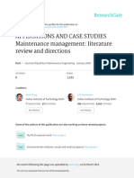 Applications and Case Studies Maintenance Management: Literature Review and Directions