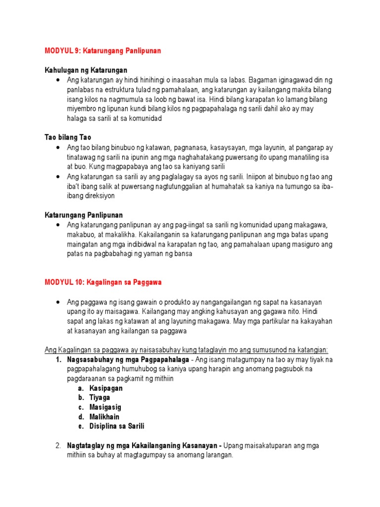 Esp Modyul 9 10 11 At 12 Pdf