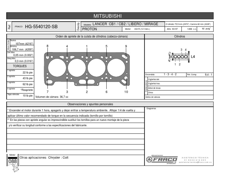Torque Motor 4g15 Ingeniería de Transporte Vehículos