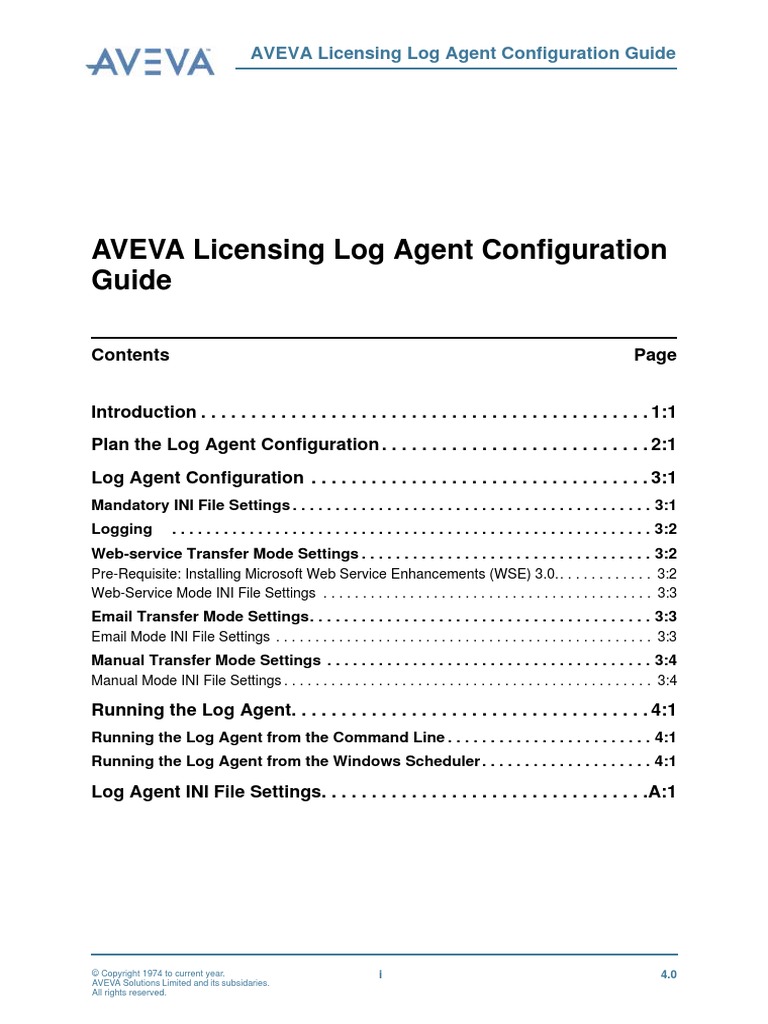 Aveva Log Agent User Guide | PDF | Command Line Interface | License