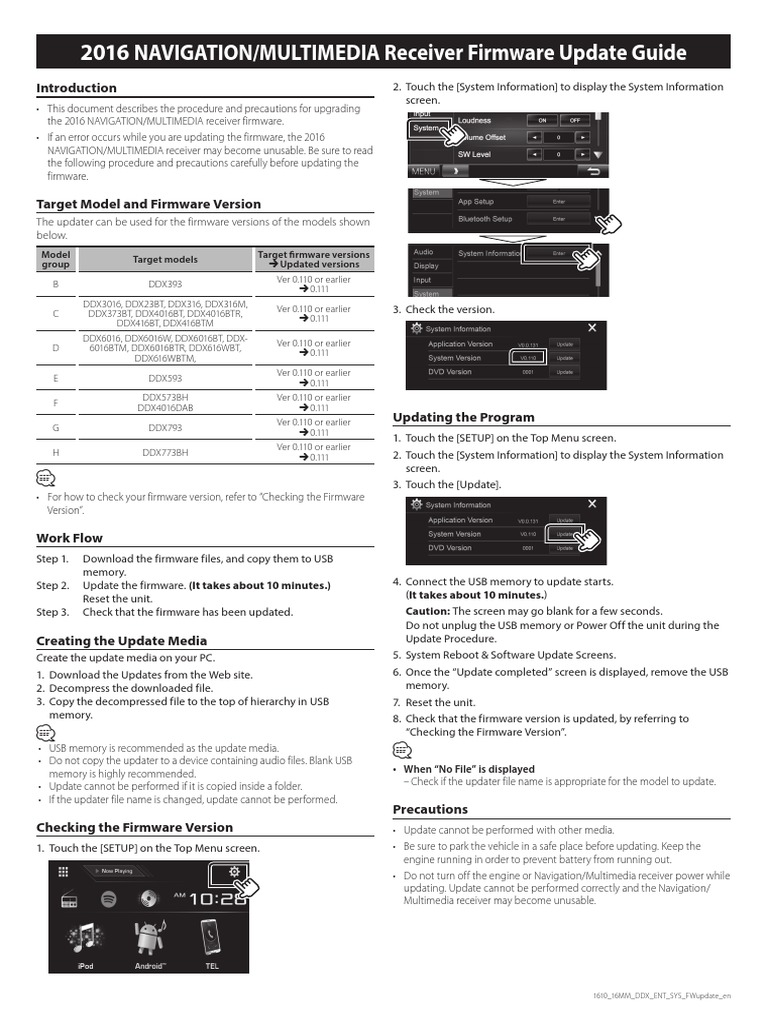 2016 NAVIGATION/MULTIMEDIA Receiver Firmware Update Guide | PDF | Usb ...