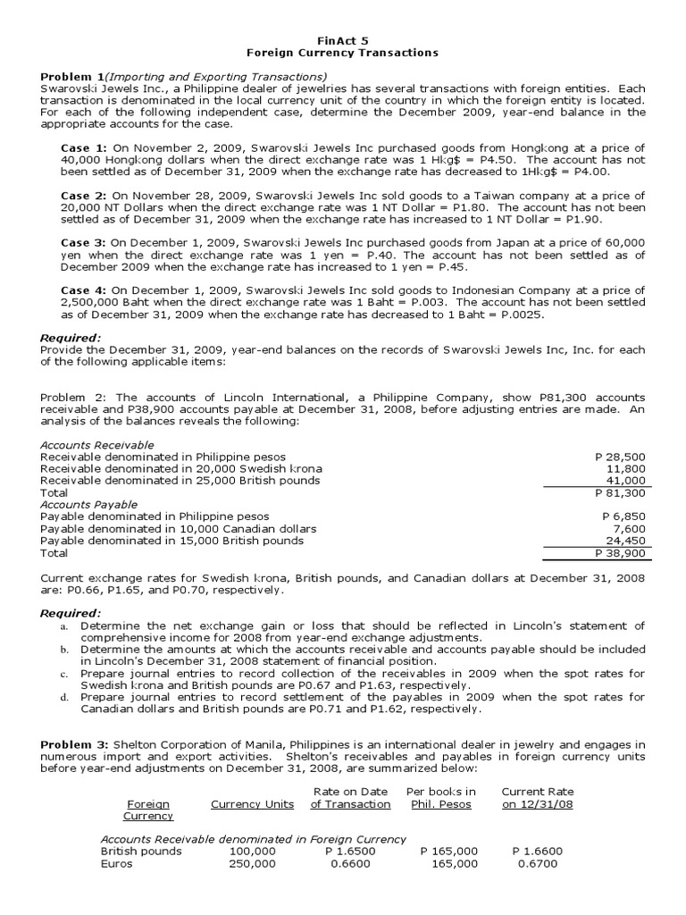 Currency Exchange Adjustments for 2009 | PDF | Japanese Yen | Exchange Rate