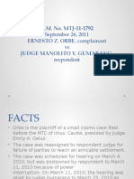 A.M. No. MTJ-11-1792 ERNESTO Z. ORBE, Complainant Judge Manolito Y. Gumarang