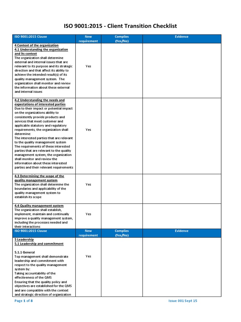 ISO 9001:2015 Client Transition Guide | PDF | Quality Management ...