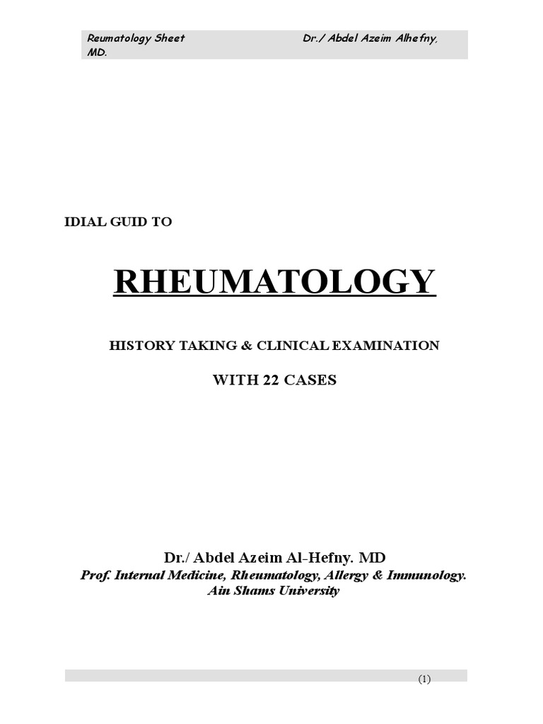Rheumatology Sheet | PDF | Anatomical Terms Of Motion | Thumb