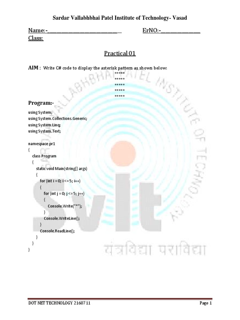 C# Asterisk Pattern Code Example | PDF | Technology & Engineering