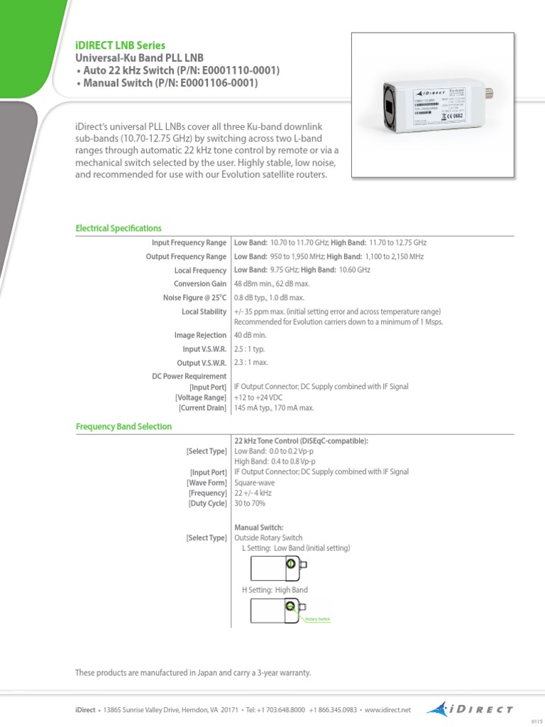 SPEC SHEET Uni Ku PLL LNB 0115 2 PDF | PDF | Broadcast Engineering ...