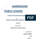 Guru Harkrishan Public School: Computer Science Project ON "Credit Card Management System"