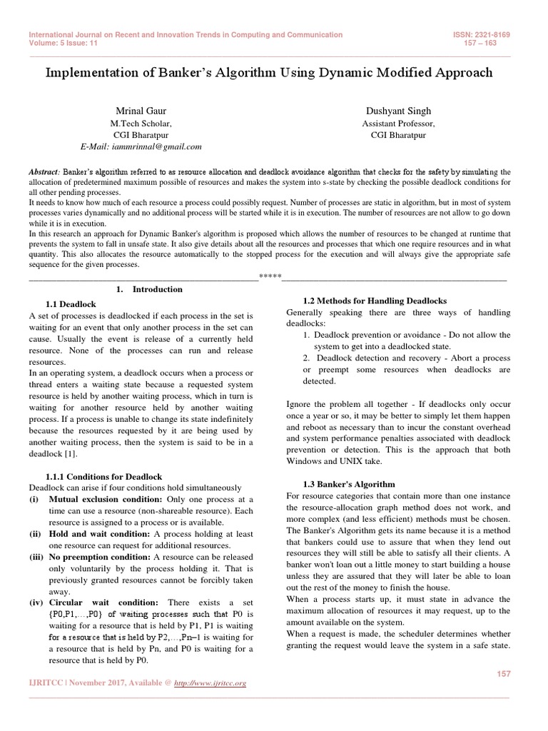 Dynamic Banker's Algorithm Implementation | PDF | Algorithms | Areas Of ...
