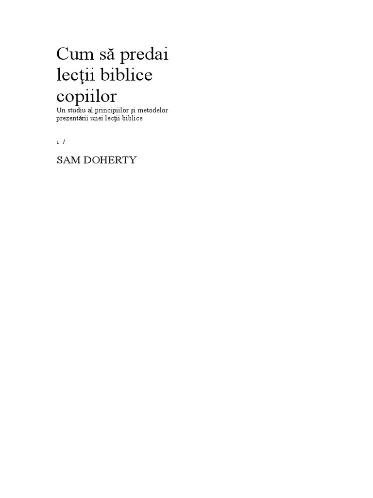 Cum Sa Predai Lectii Biblice Copiilor - Sam Doherty | PDF