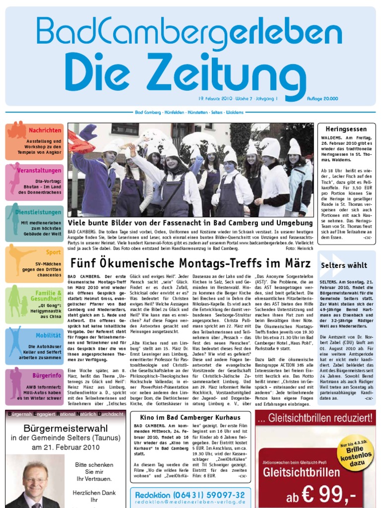 Badcamberg Erleben Kw 07 19 02 2010 Die Zeitung Als E Paper