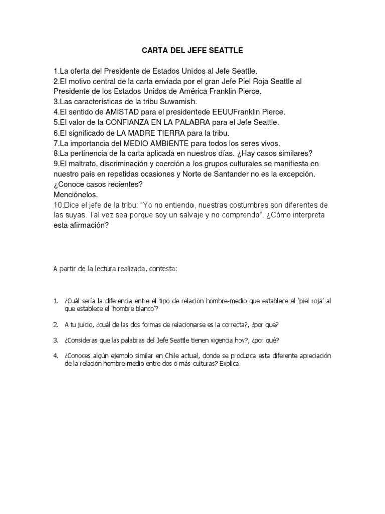 Carta Del Jefe Seattle