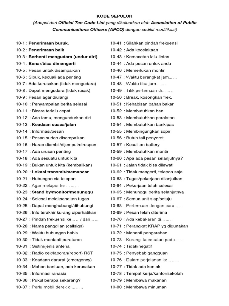 Kode Sepuluh RAPI dan Artinya | PDF
