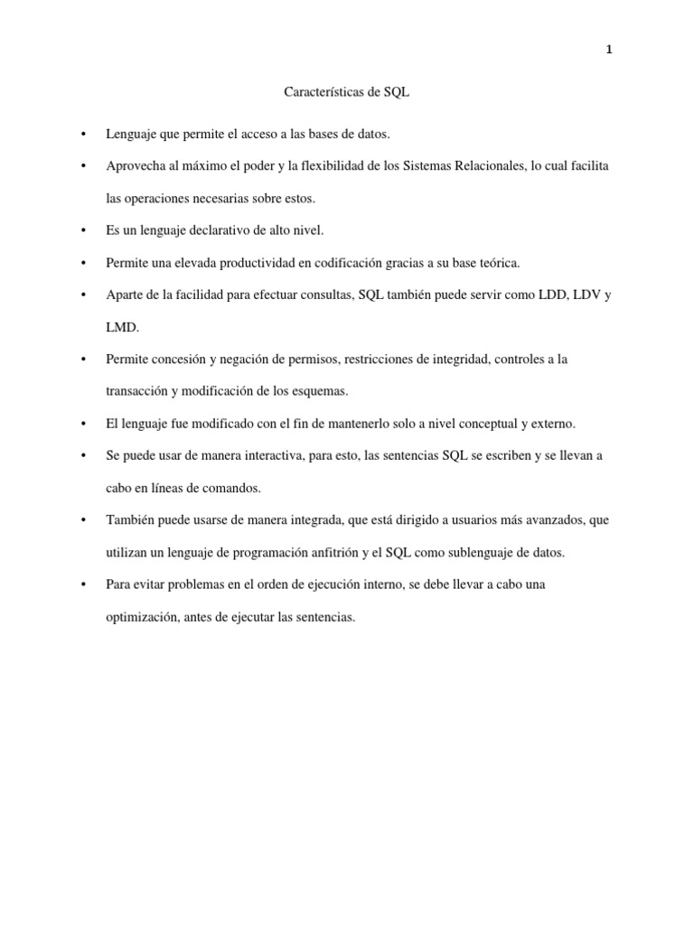 Características de SQL | PDF