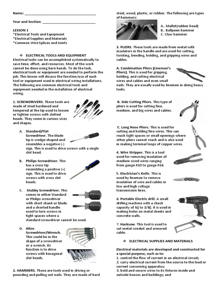 Lesson Electrical Installation and Maintenance Grade 8 PDF