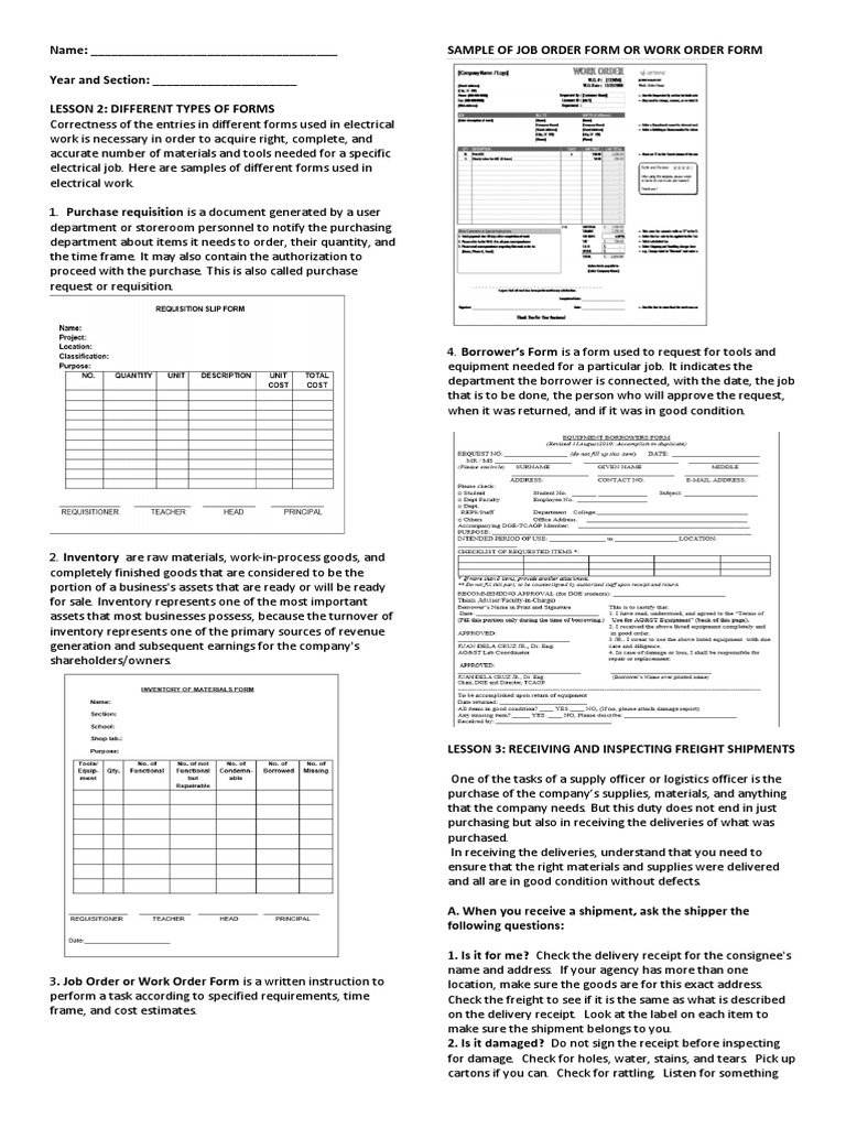 Electrical Work Forms and Procedures | PDF | Electrical Connector | Cargo
