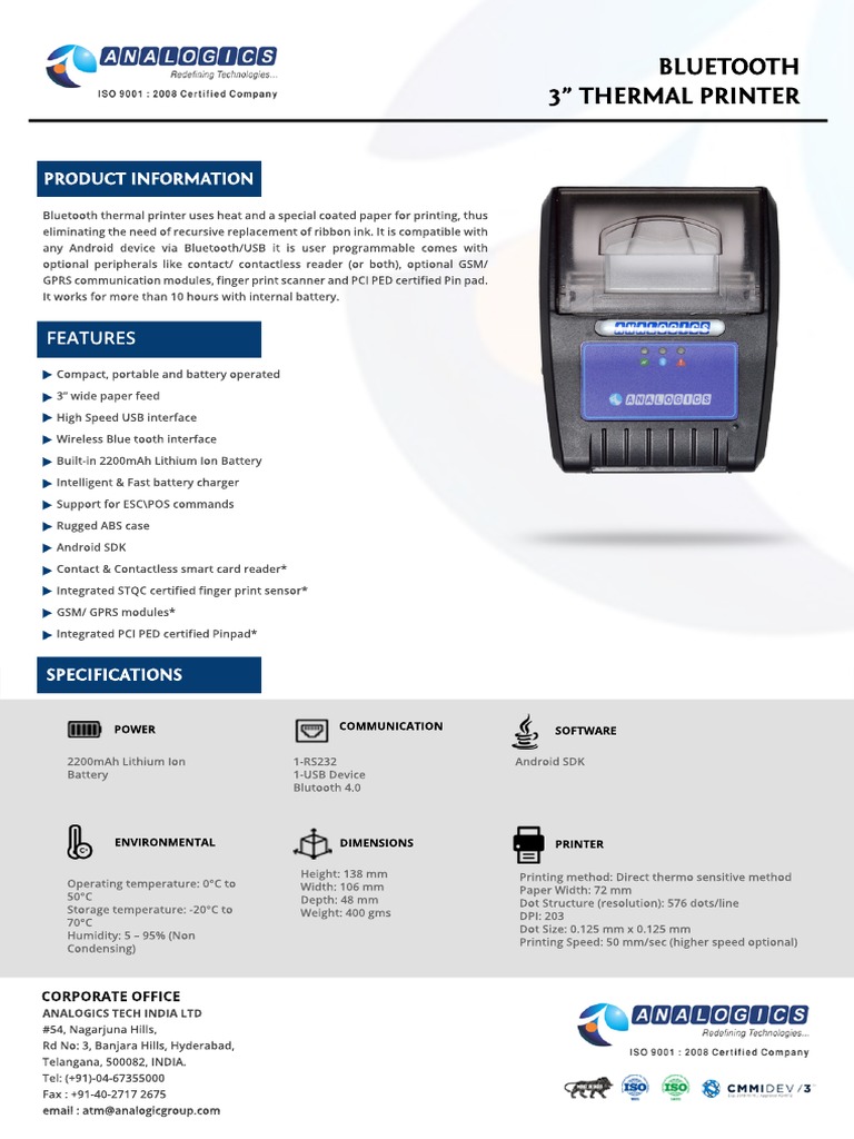 analogics bluetooth printer